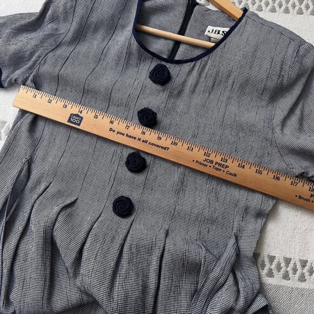 Vtg Midi Dress Classic Prairie Cottagecore Houndstooth Button Front Slip Women M - Picture 5 of 13